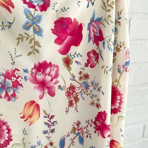 Vintage Midi Skirt Y2K Flowy Floral Roses Fairy Cream Pink Blue Peach Red Sz 3X - Picture 10 of 11